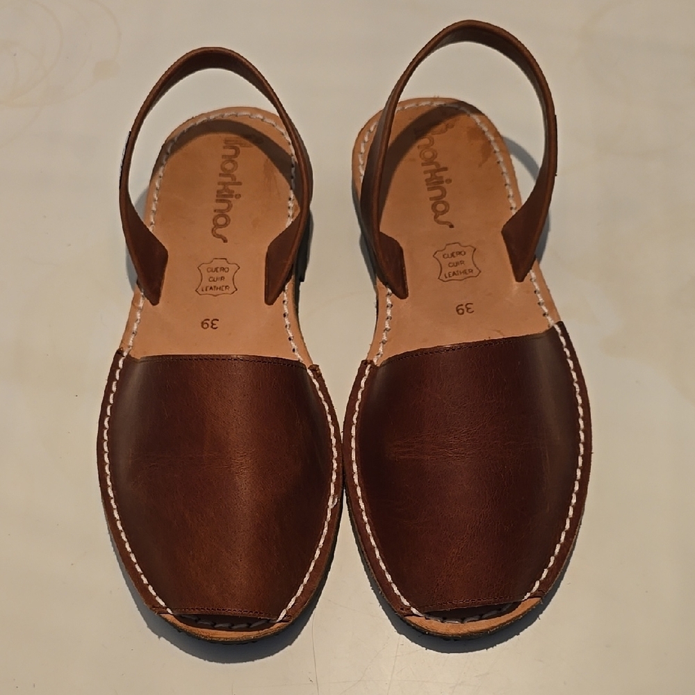 Brown Leather Slingback Sandals
